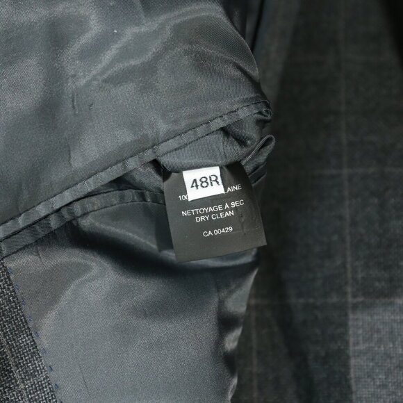 Peter Millar 100% Wool Windowpane Blazer 46R Gray Check Sport Coat - Picture 13 of 15